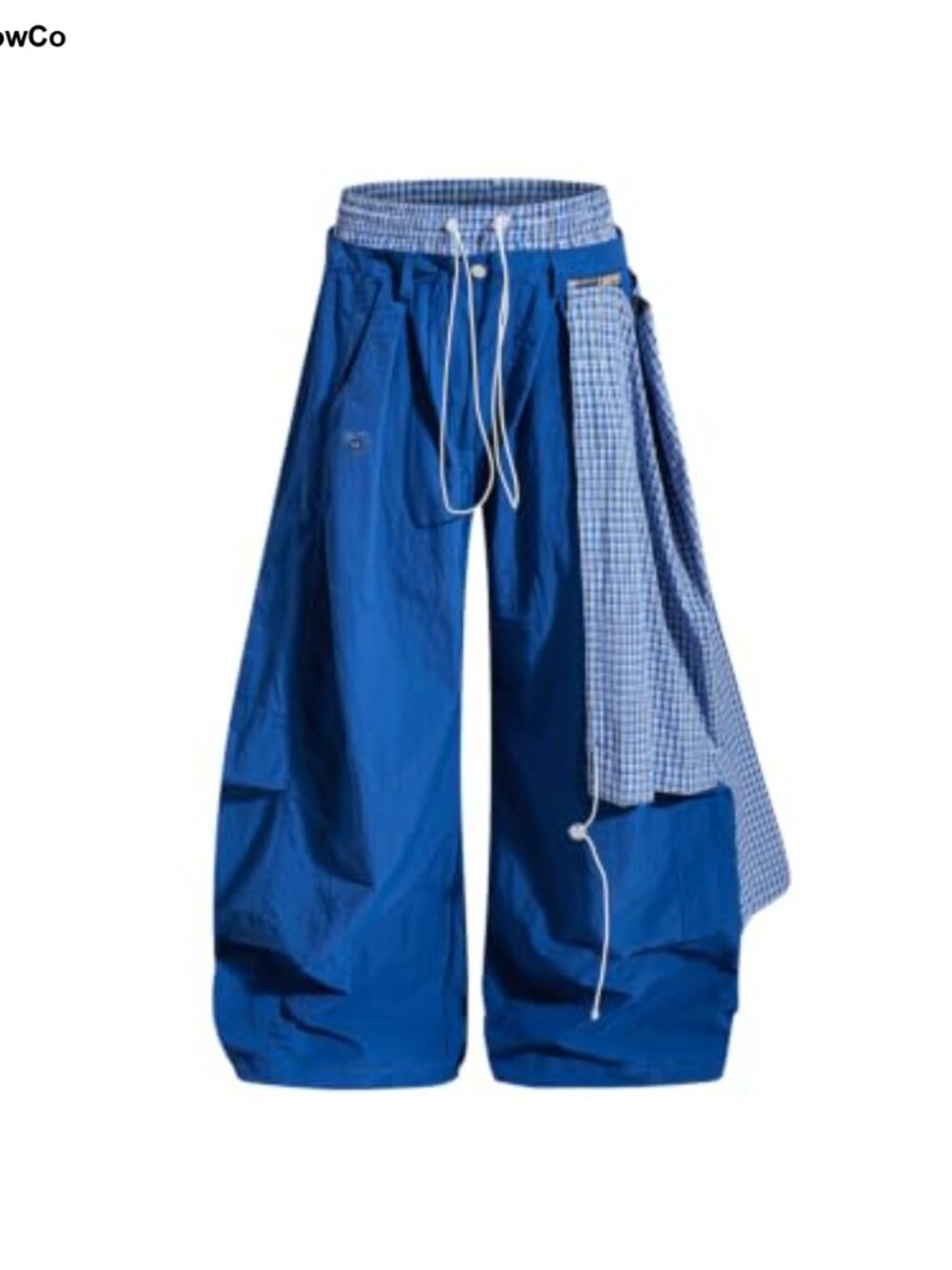 Plaid Panel Baggy Barrel Wide Leg Sweatpants Y2K Streetwear